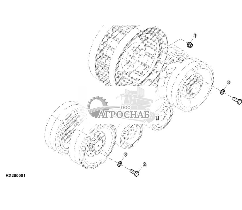 Детали крепления, ведущее колесо и натяжное колесо, широкая ходовая часть (показана задняя левая часть) - ST828520 863.jpg